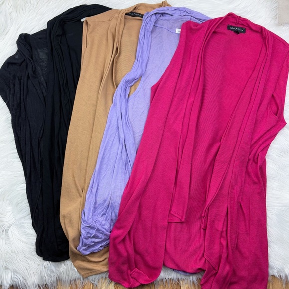Ambiance Sweaters - 3 FOR $10 LOT BUNDLE 5 Sleeveless Shawl Drape Cardigan Sweater Small